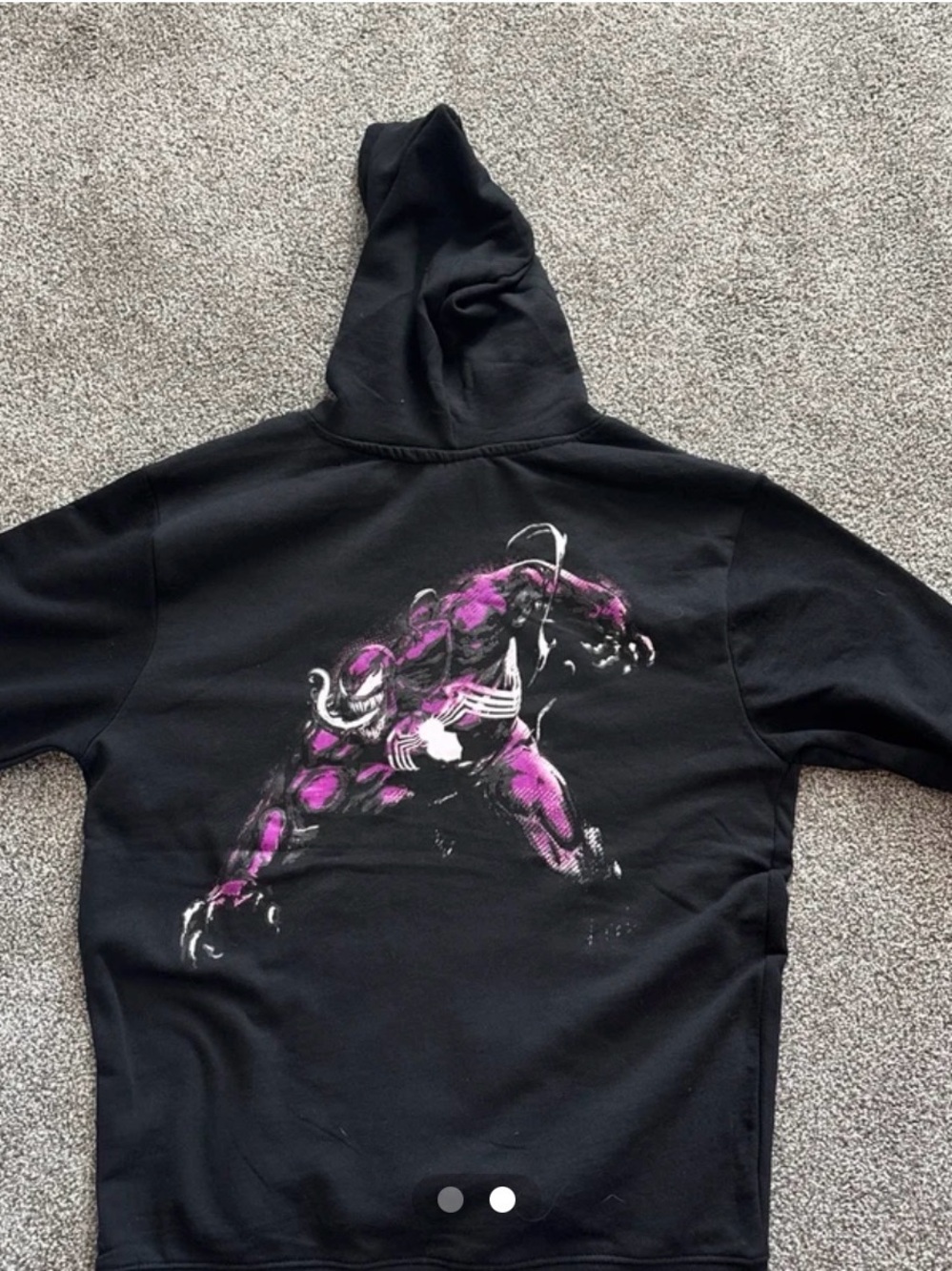 Marvel Men's Black Zip-Up Hoodie with Purple Graphic Back